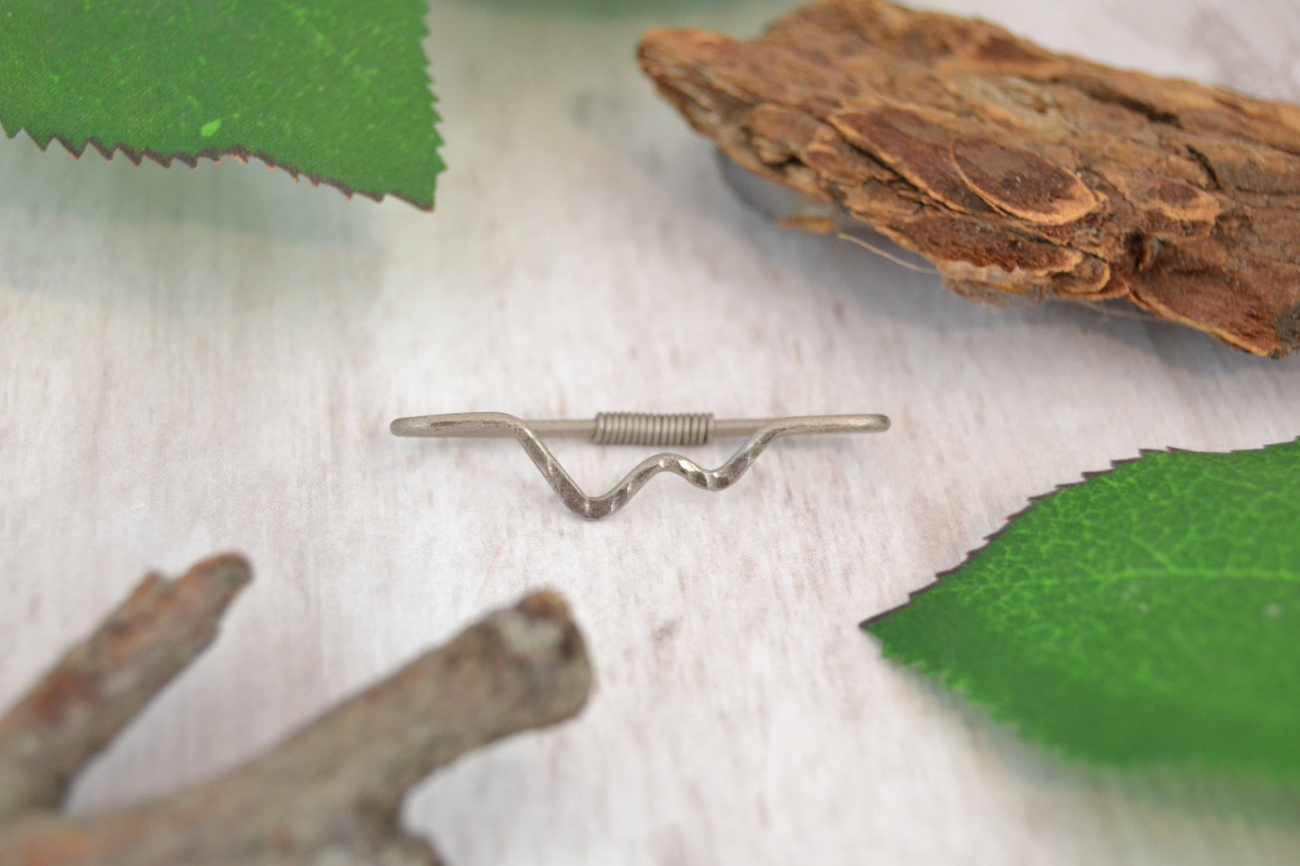 Mountain Titanium Textured Pierced Industrial Ear Bar