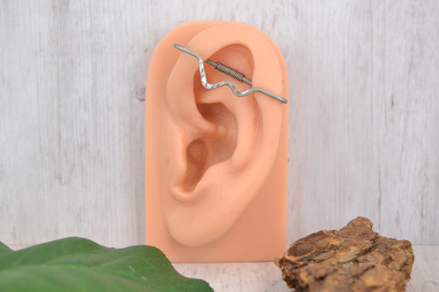 Mountain Titanium Textured Pierced Industrial Ear Bar