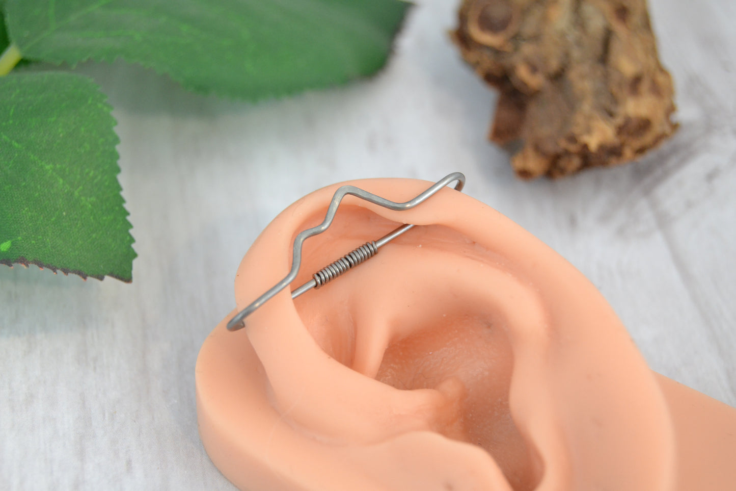 Mountain Platinum Textured Pierced Industrial Ear Bar