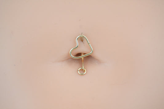 Heart Dangle Yellow Gold Fill Belly Ring