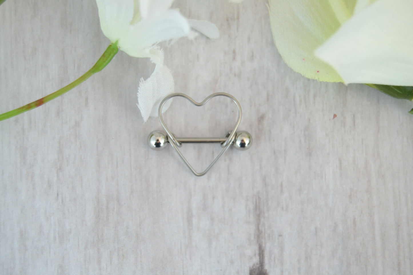 Heart 14g 316L Stainless Steel Nipple Ring