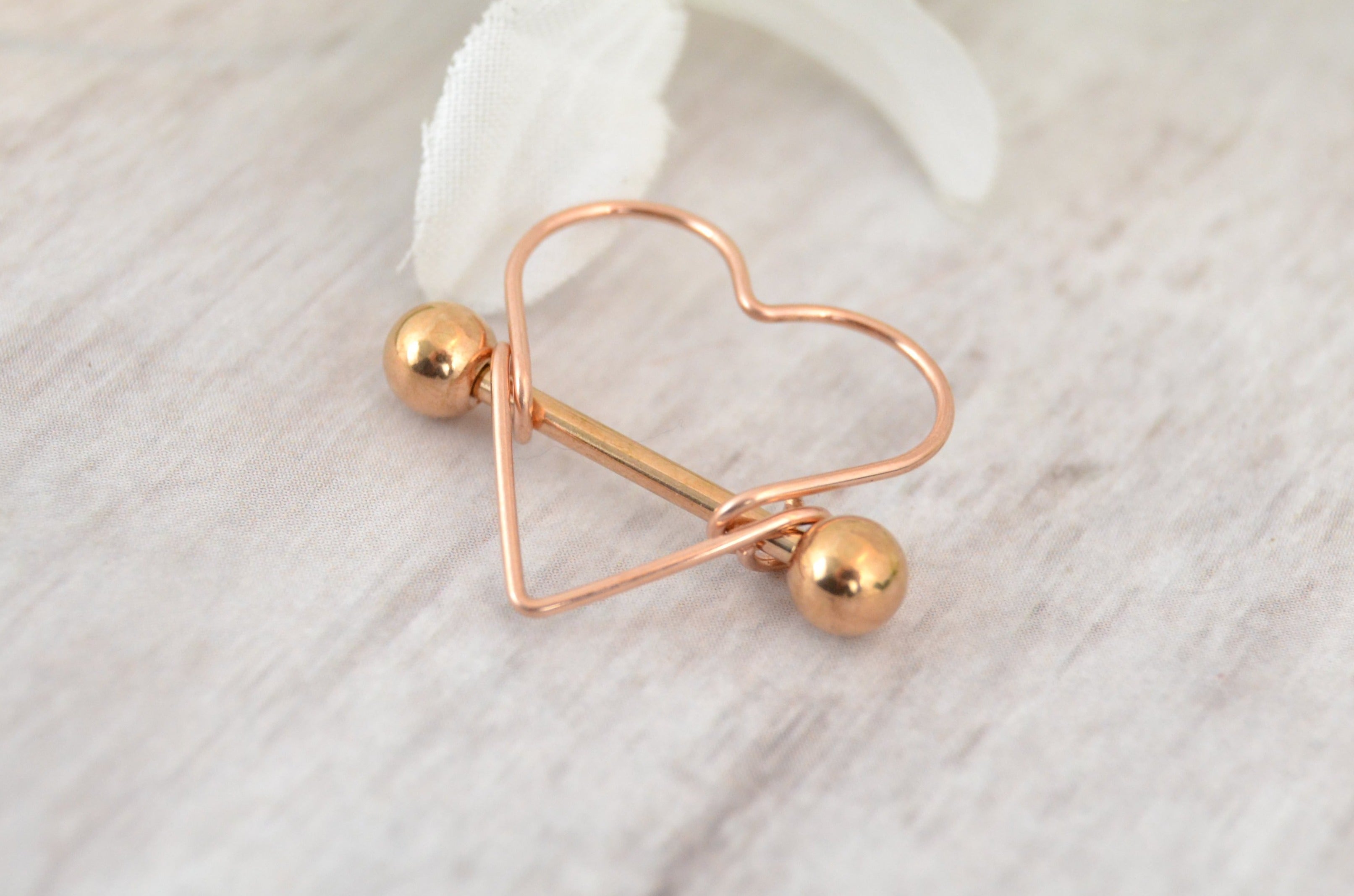 Heart 14g Rose Gold IP 316L Stainless Steel Nipple Ring