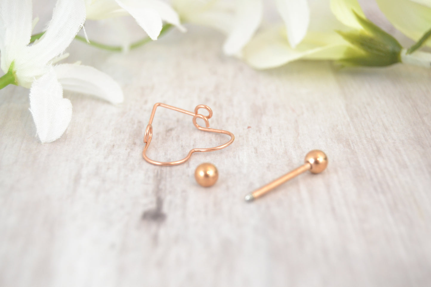 Heart 14g Rose Gold IP 316L Stainless Steel Nipple Ring