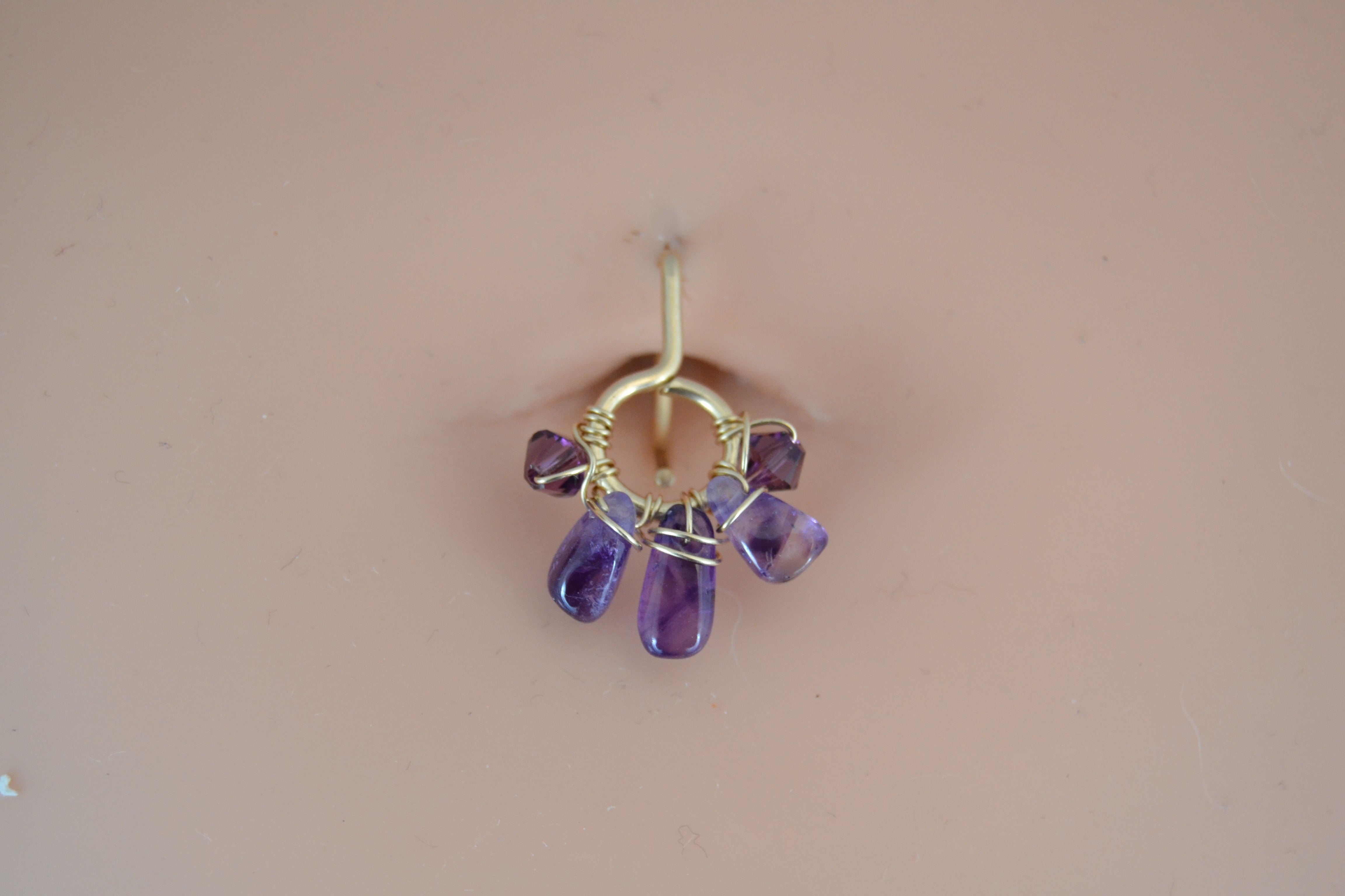 Healing Crystal Yellow Gold Fill Non Dangle Belly Ring