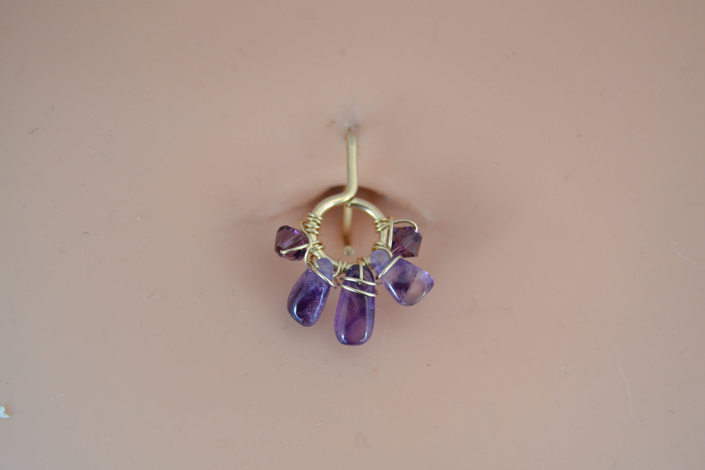 Healing Crystal Yellow Gold Fill Non Dangle Belly Ring