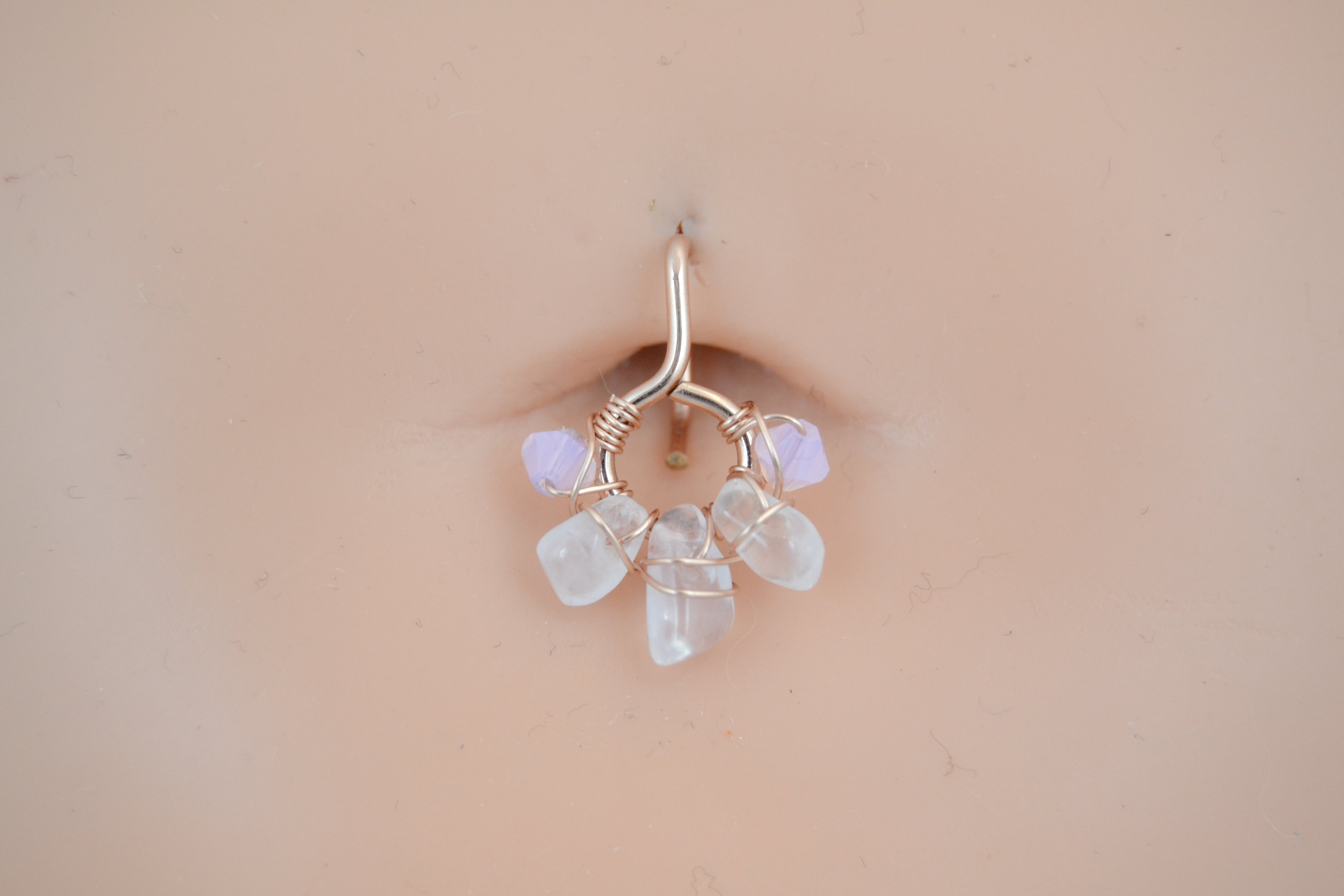 Healing Crystal 14k Rose Gold Fill Non Dangle Belly Ring
