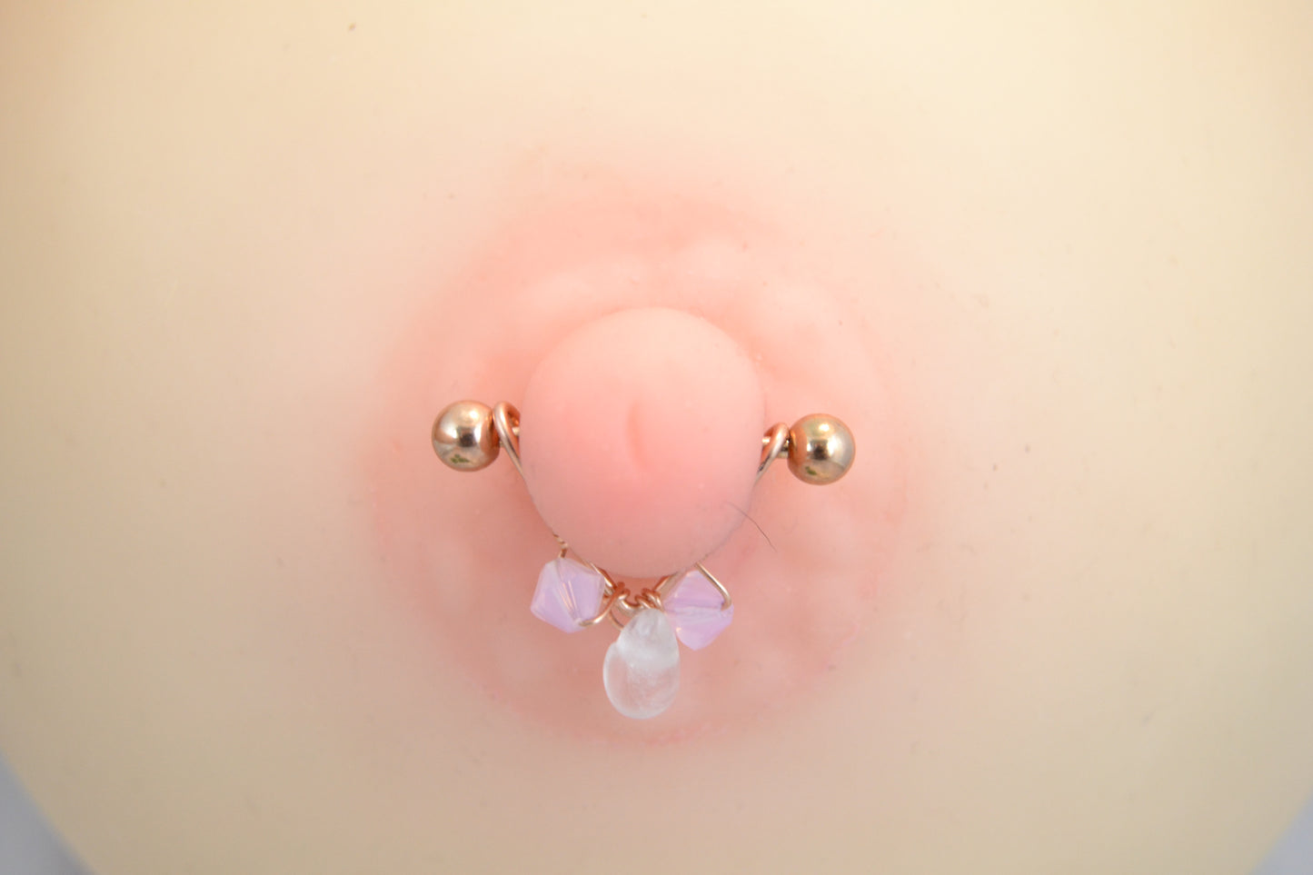 Healing Crystal V Shaped Rose Gold Nipple Ring - 1 pc