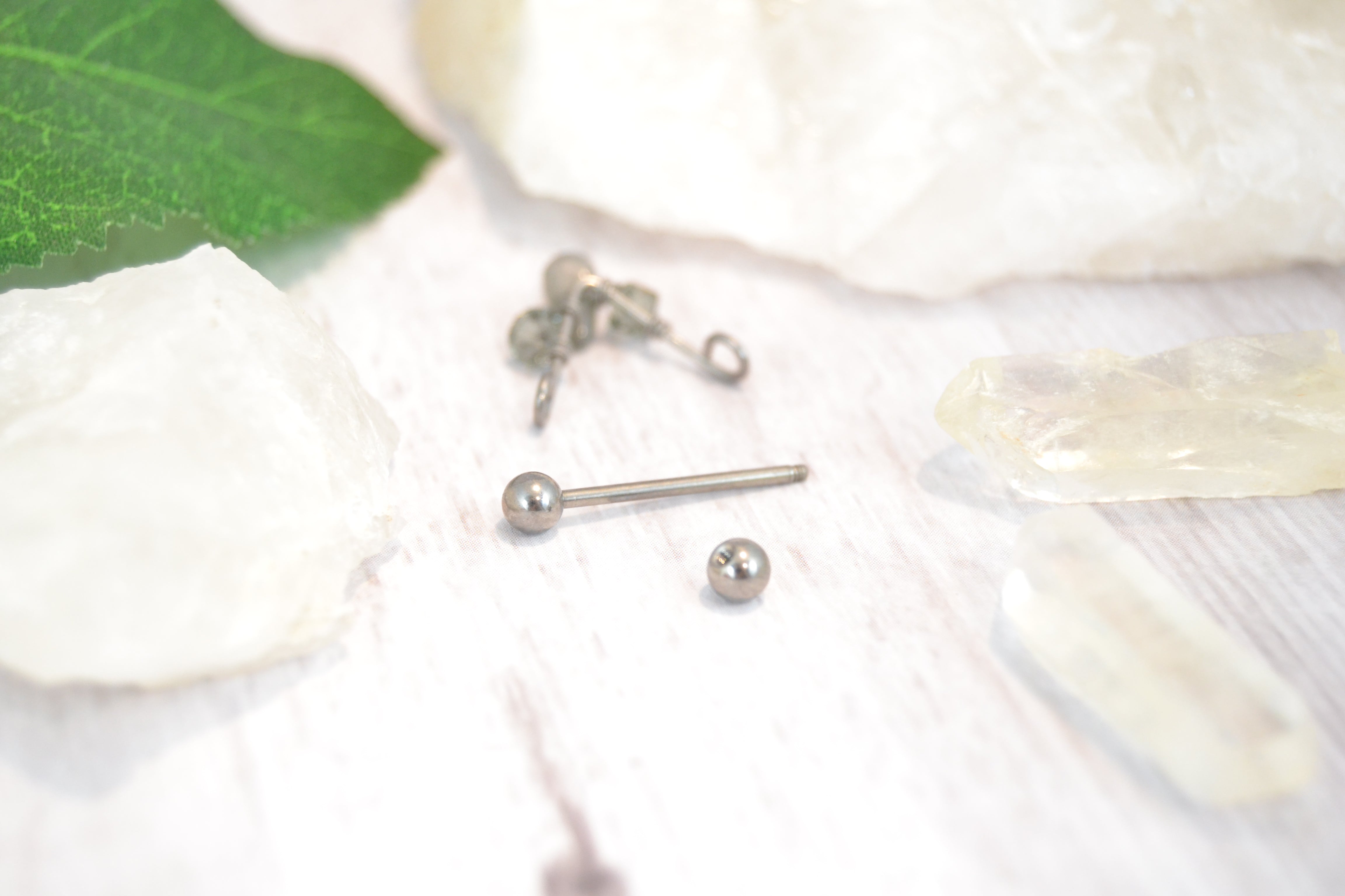 Healing Crystal V Shaped Titanium Nipple Ring - 1 pc