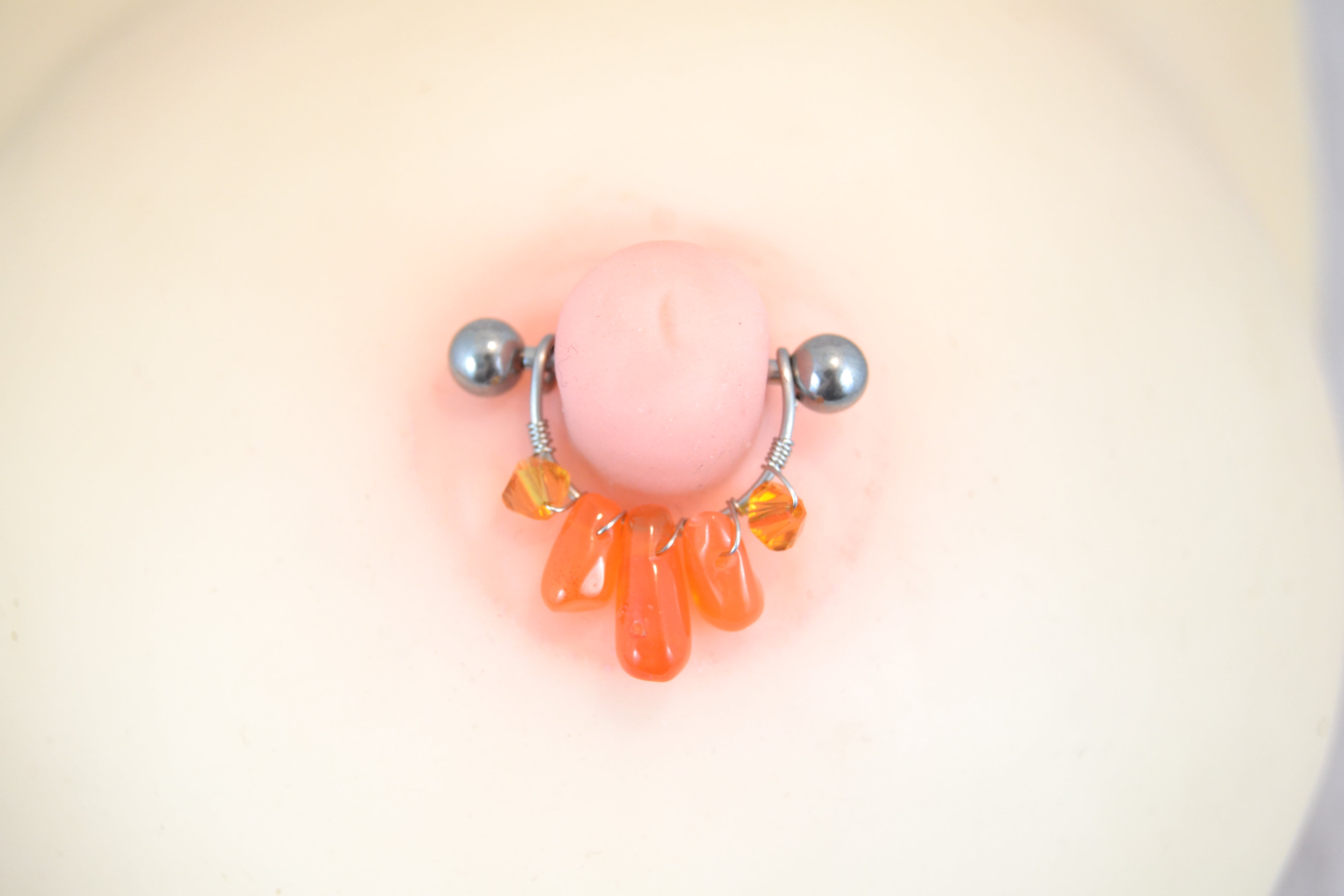 Healing Crystal 316L Stainless Steel Nipple Ring - 1 pc