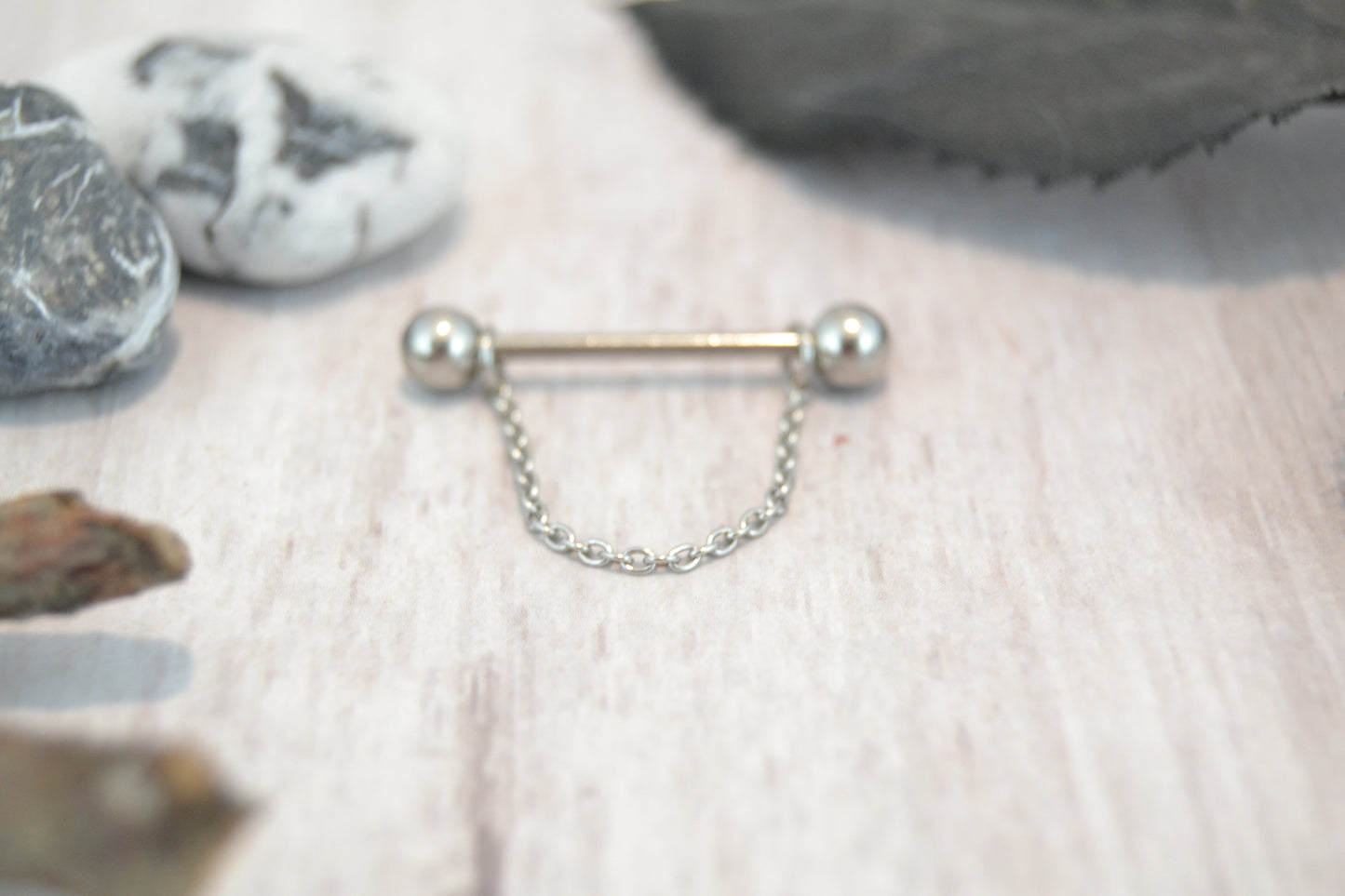 Chain 316L Stainless Steel Thin Cable Nipple Ring - 1 pc