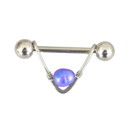 Pearl V Shaped 316L Stainless Steel Nipple Ring - 1 pc