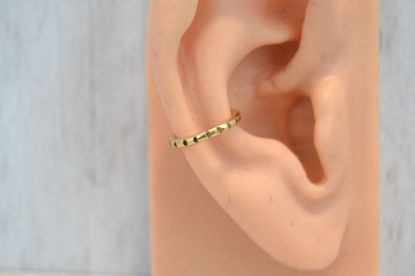 Hatched Gold Fill Simple Cartilage Earring