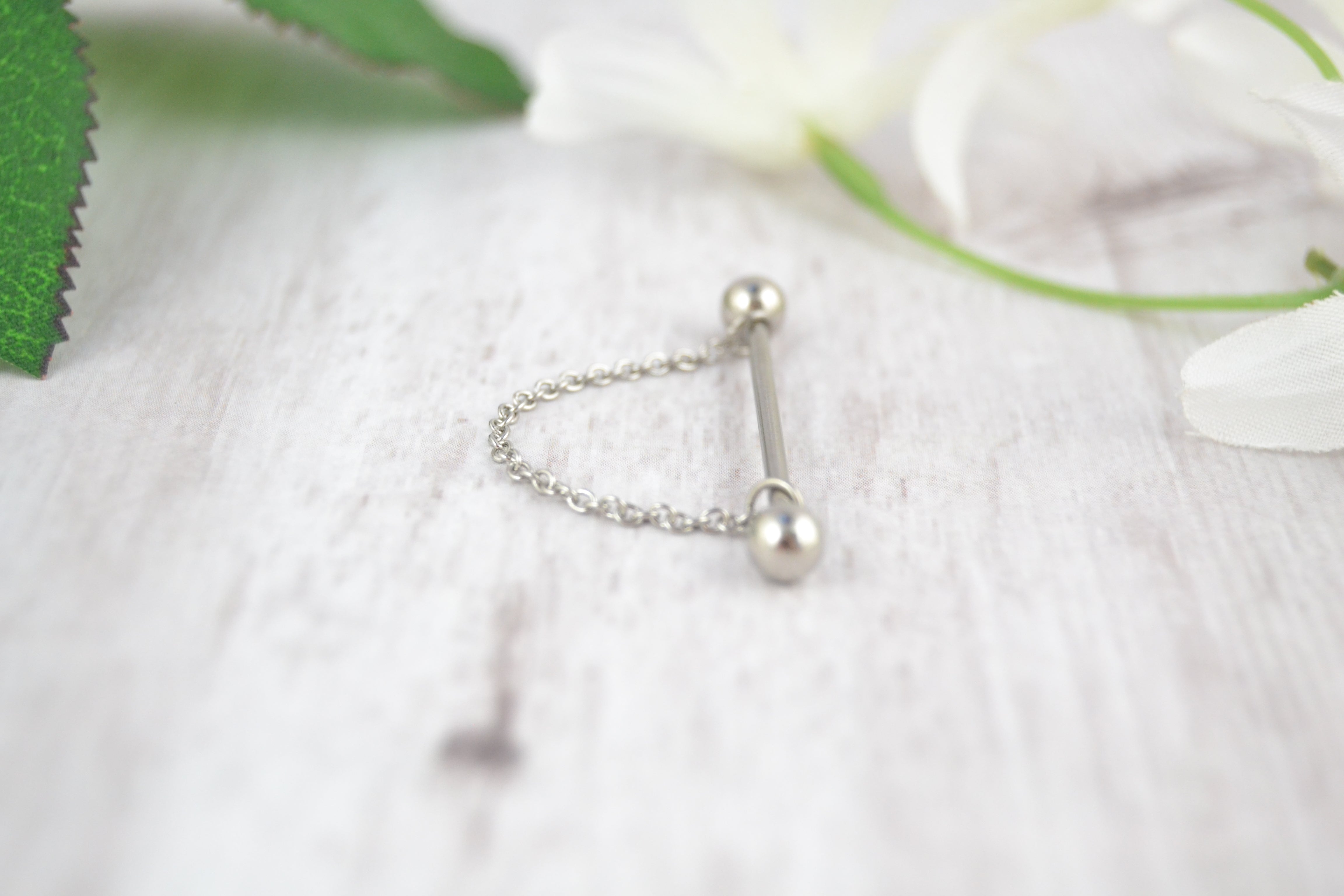 Dainty Chain Industrial Barbell - 316L Stainless Steel