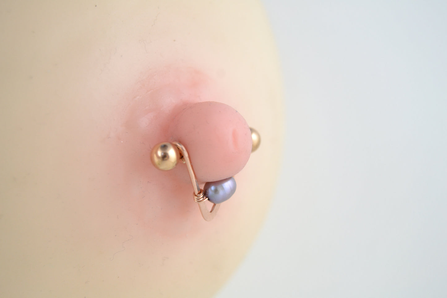 Pearl V Shaped Rose Gold Nipple Ring - 1 pc