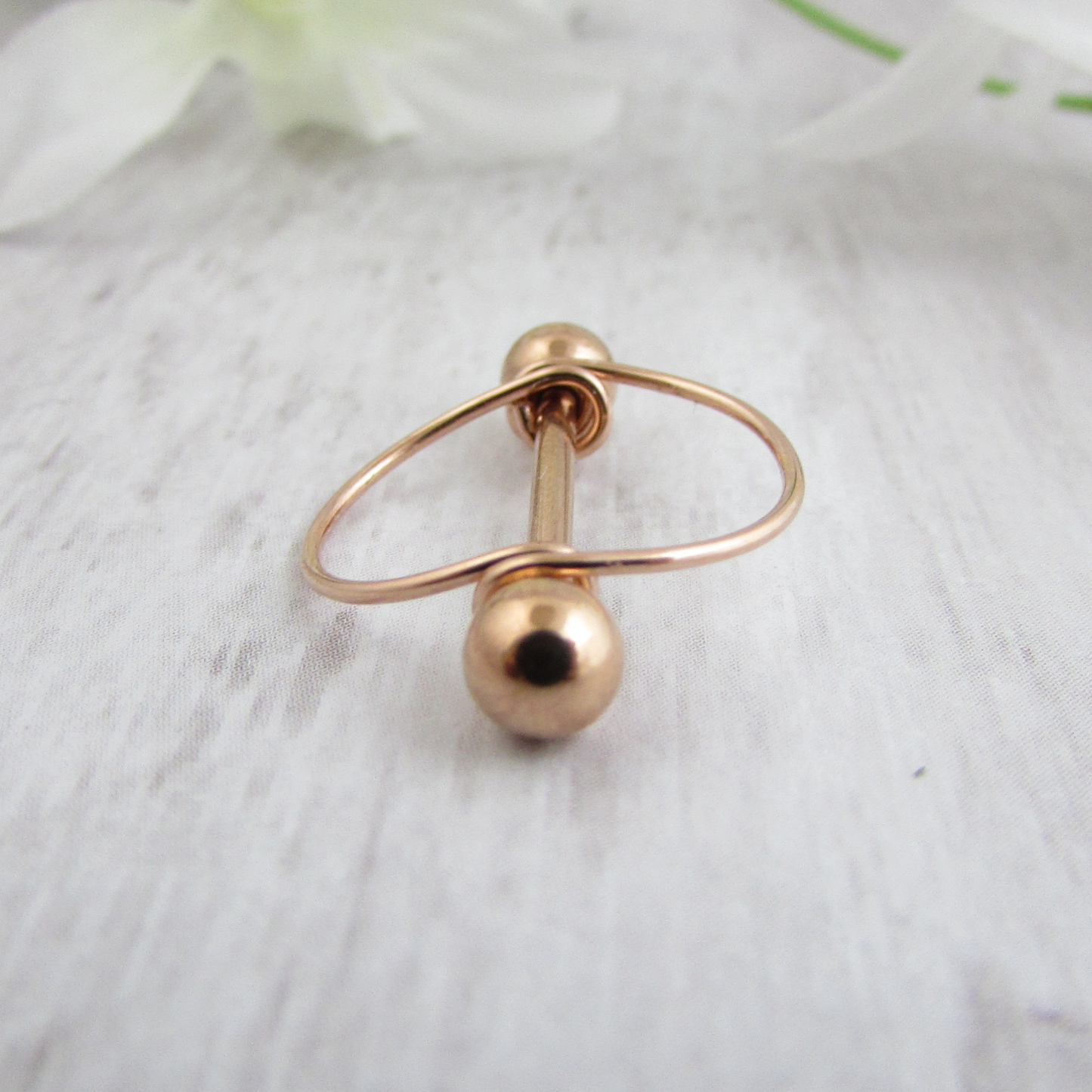 14g Rose Gold IP 316L Stainless Steel Round Frame Nipple Ring