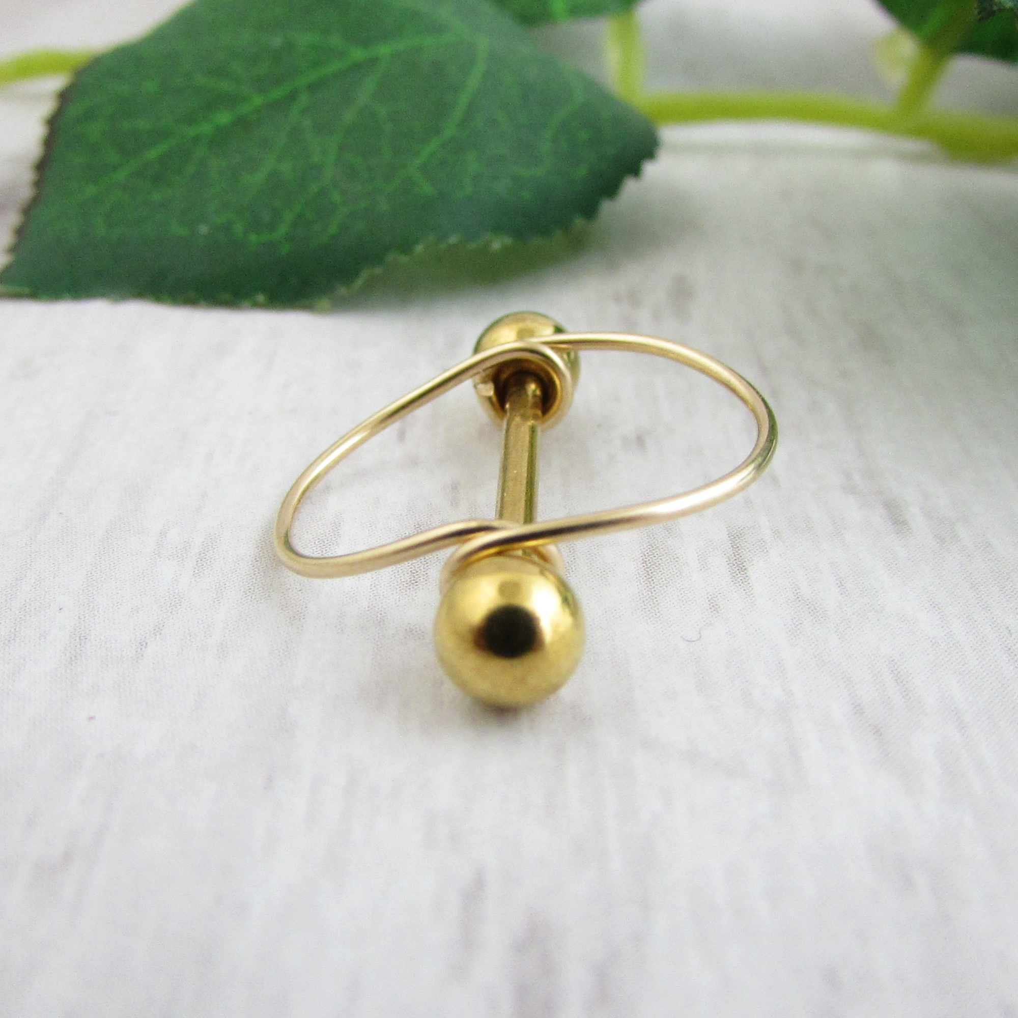 14g Yellow Gold IP 316L Stainless Steel Round Frame Nipple Ring
