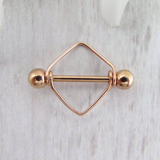 Triangle Rose Gold IP 316L Stainless Steel 14ga Nipple Ring