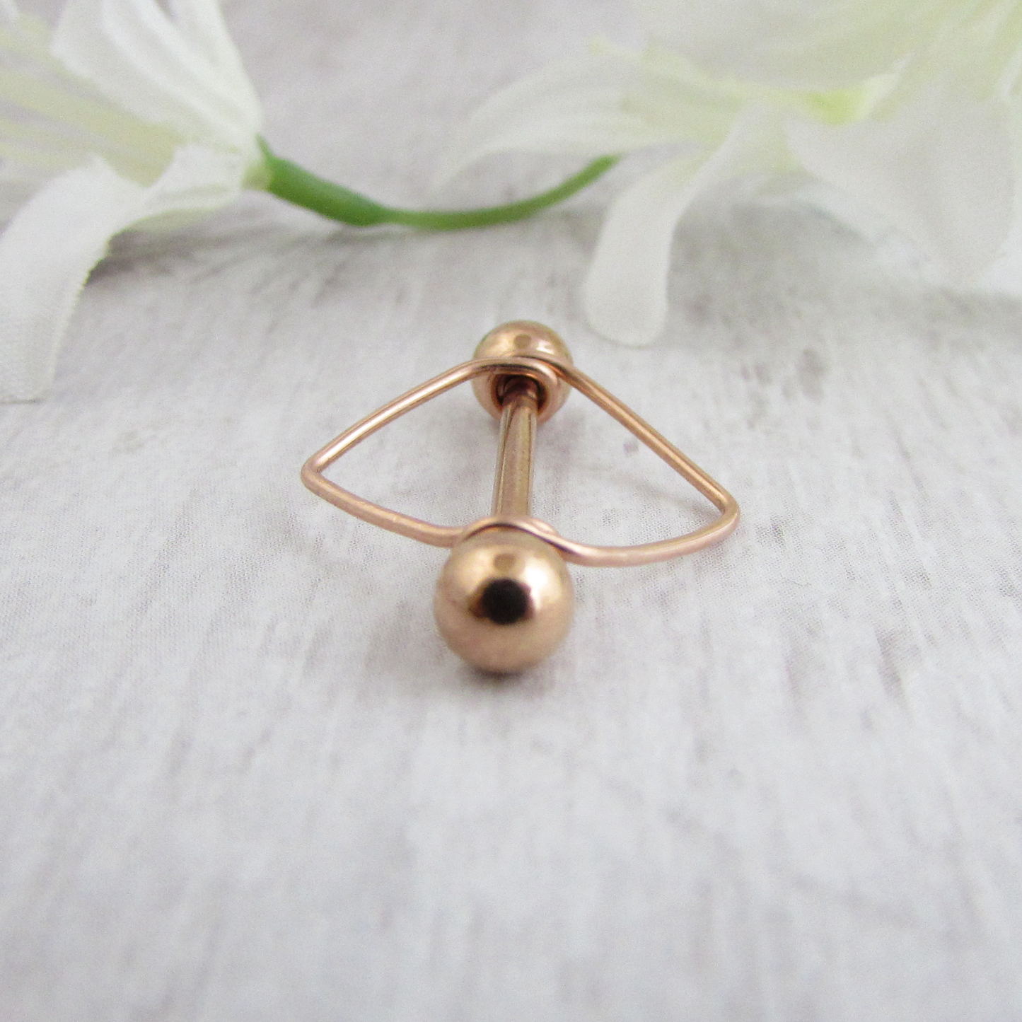 Triangle Rose Gold IP 316L Stainless Steel 14ga Nipple Ring