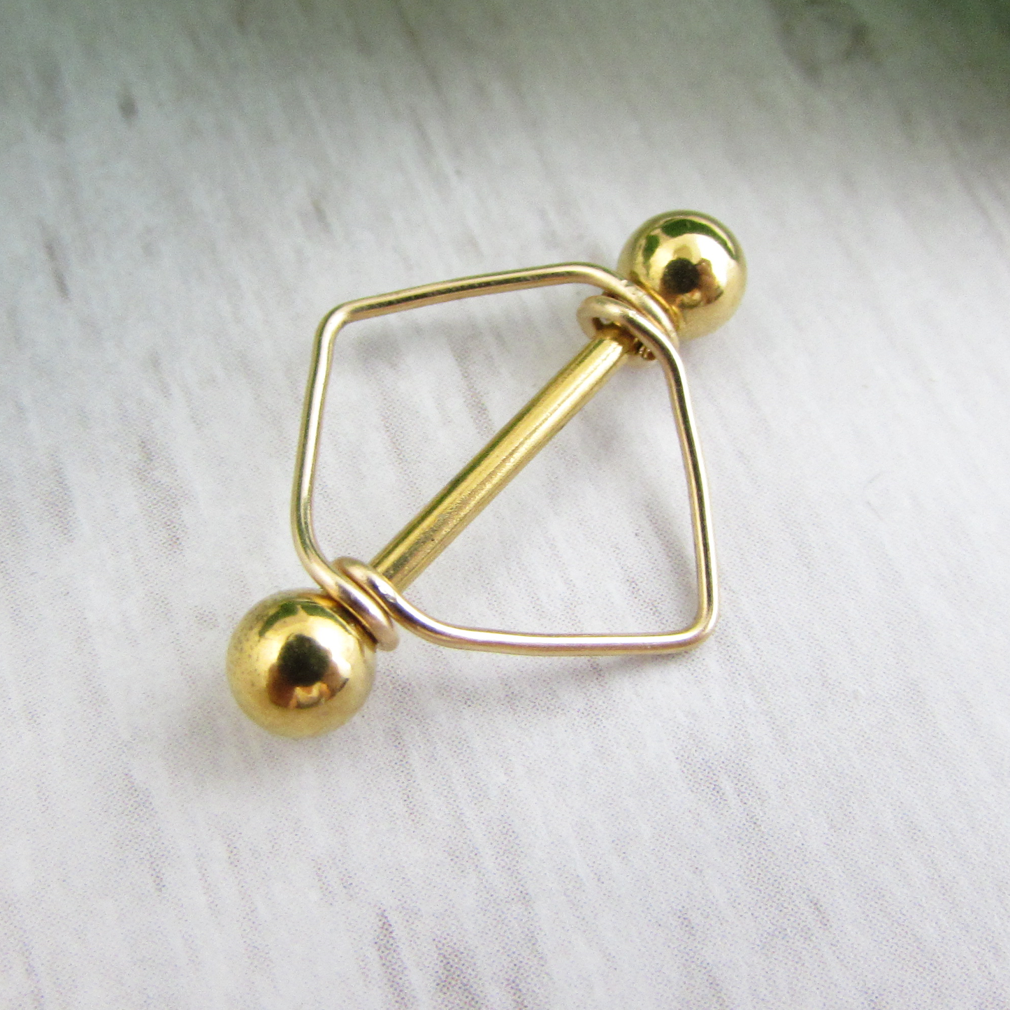 Triangle Yellow Gold IP 316L Stainless Steel 14ga Nipple Ring