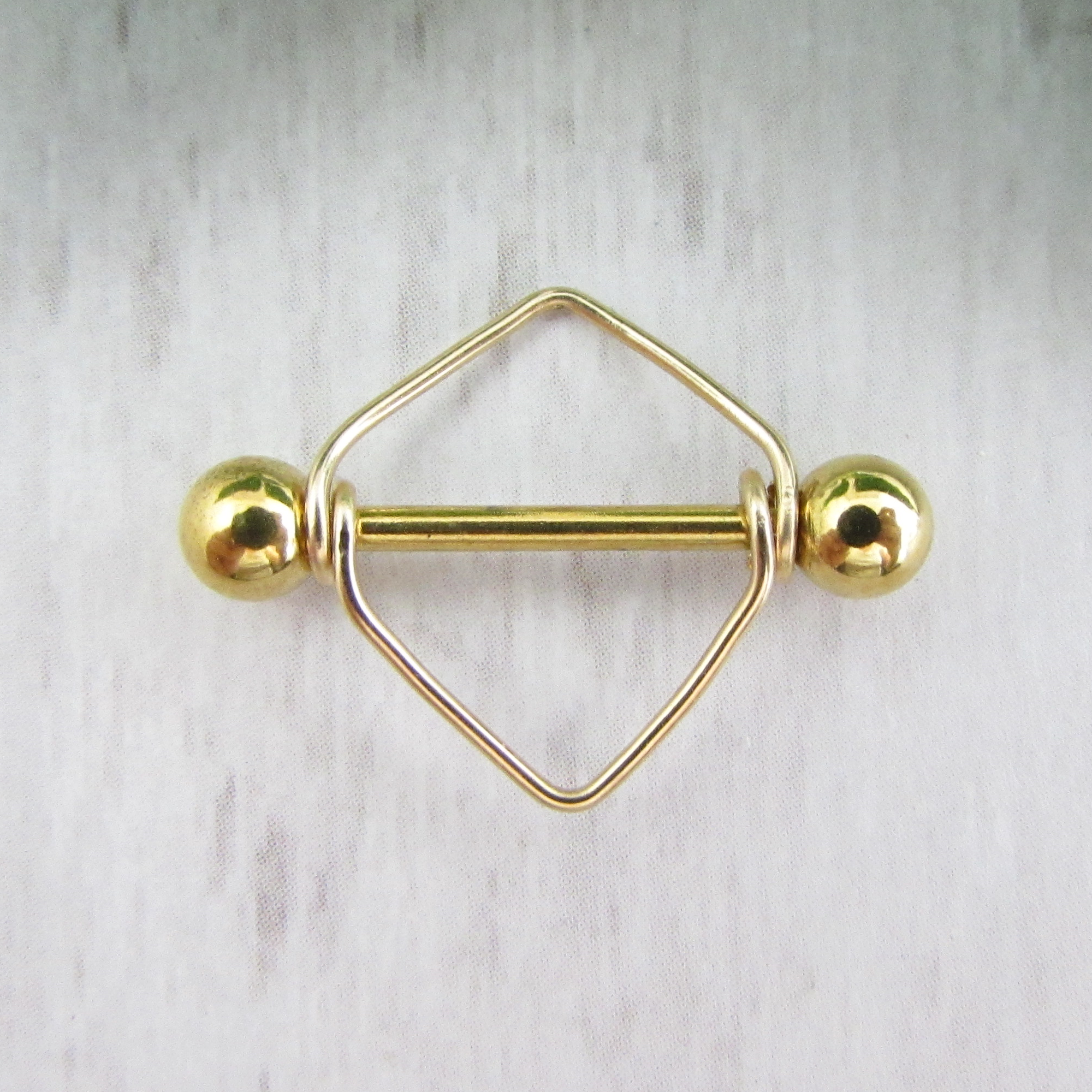 14g Yellow Gold IP 316L Stainless Steel Hexagon Nipple Ring