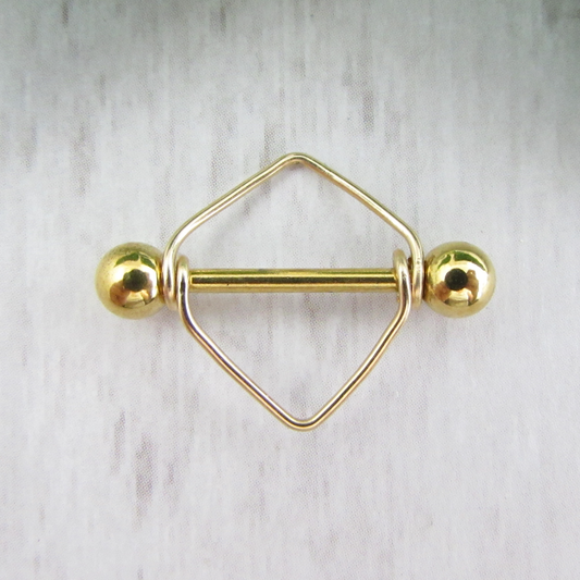 Triangle Yellow Gold IP 316L Stainless Steel 14ga Nipple Ring