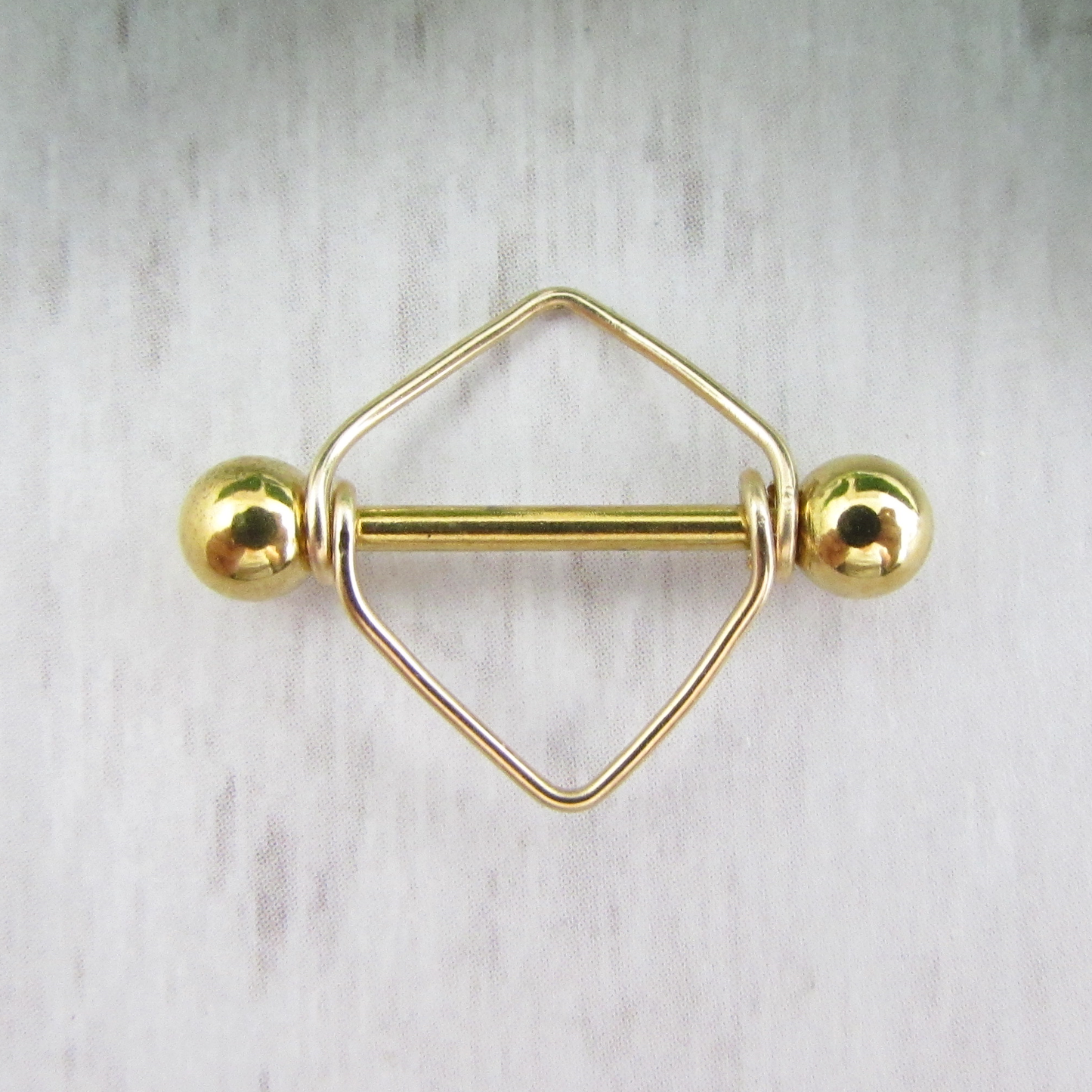 Triangle Yellow Gold IP 316L Stainless Steel 14ga Nipple Ring