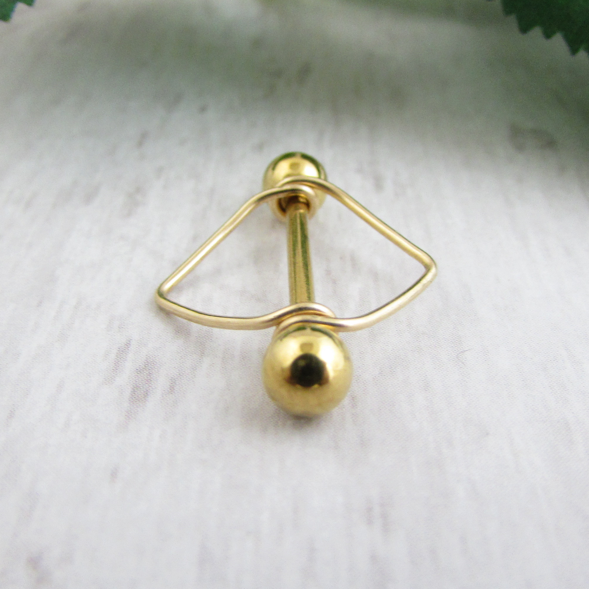 14g Yellow Gold IP 316L Stainless Steel Hexagon Nipple Ring