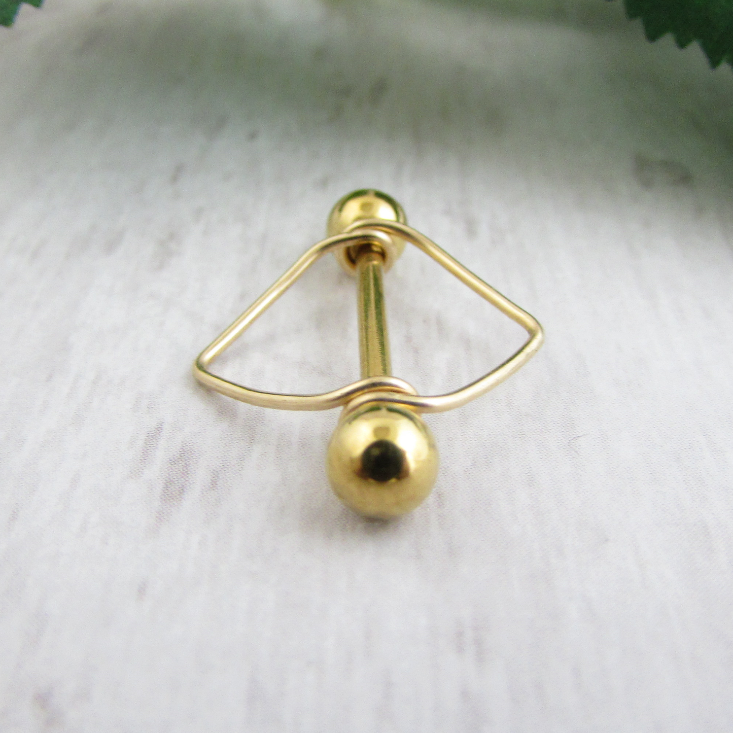 Triangle Yellow Gold IP 316L Stainless Steel 14ga Nipple Ring