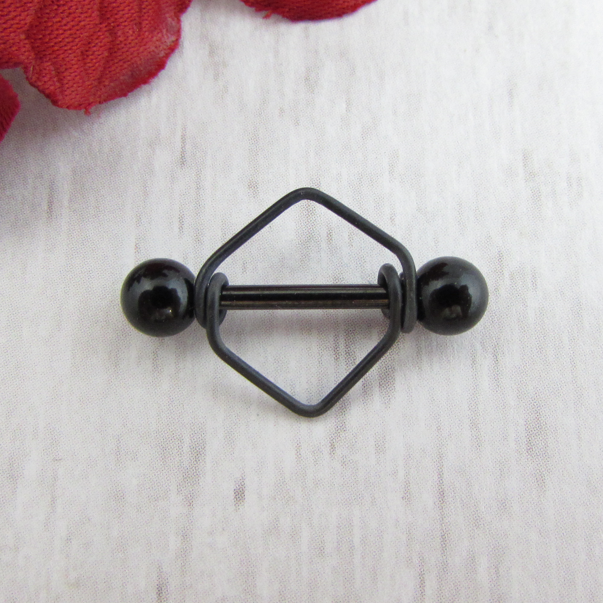 14g Black PvD 316L Stainless Steel Hexagon Nipple Ring