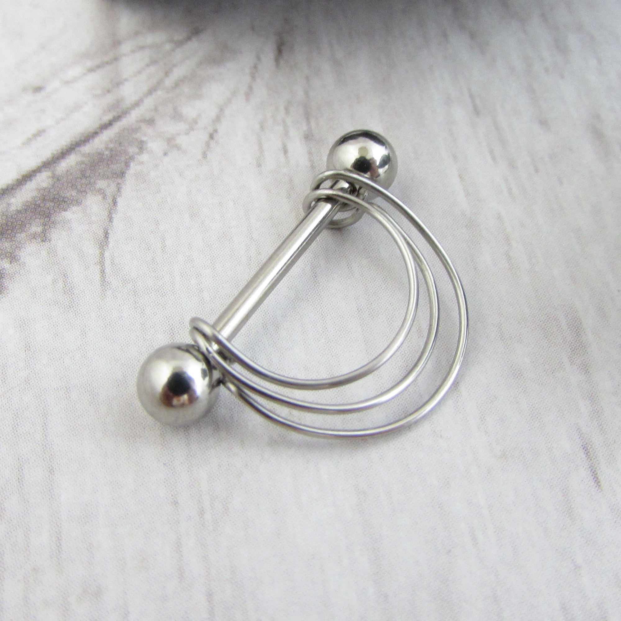 14g 316L Stainless Steel Triple Banded Nipple Ring
