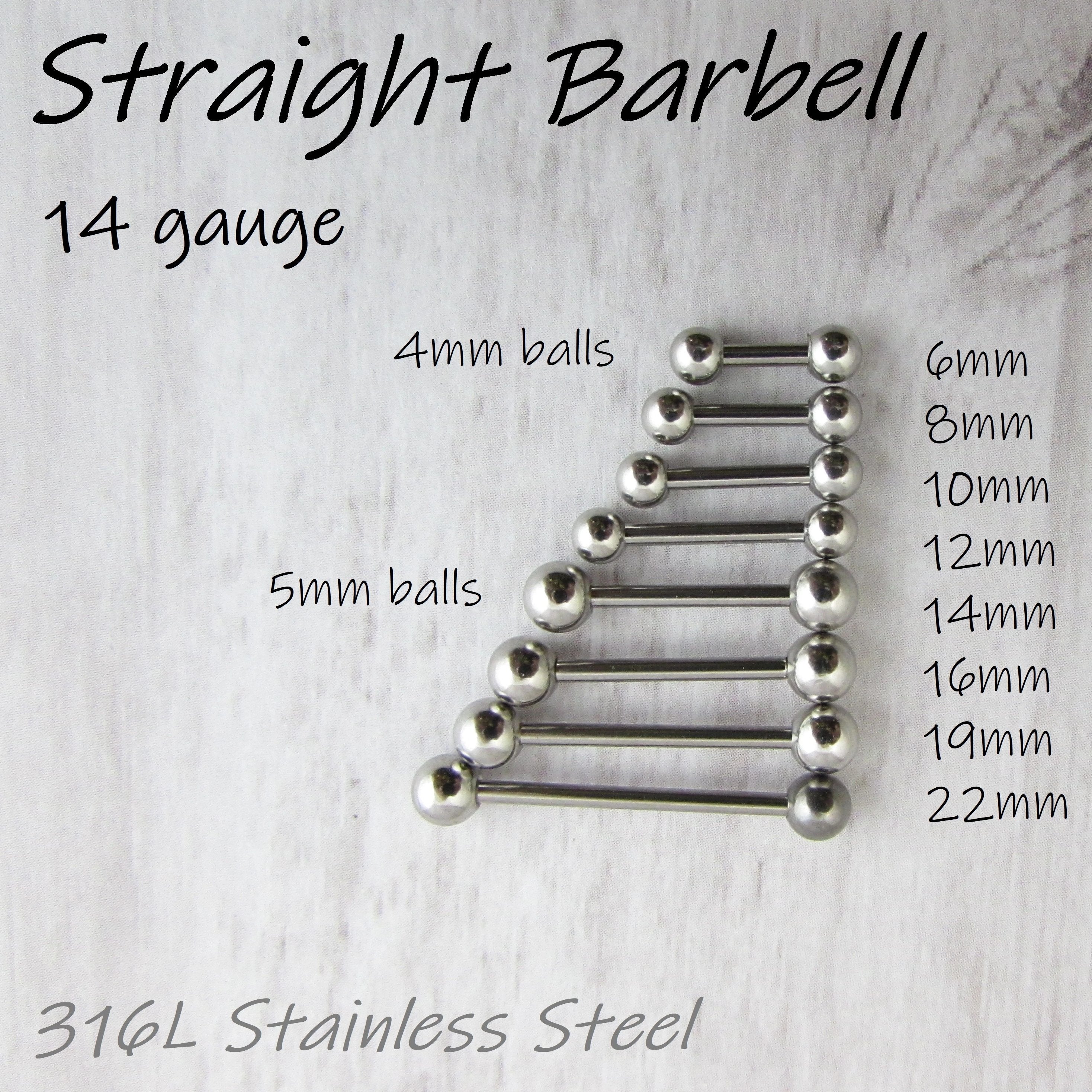 316L Stainless Steel Straight Barbell
