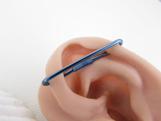 Niobium Blue Pierced Industrial Ear Bar