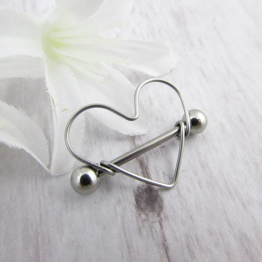 Heart 16g 316L Stainless Steel Nipple Ring