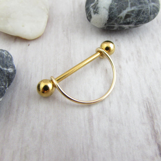 Simple Yellow Gold IP 316L Stainless Steel 14ga Nipple Ring